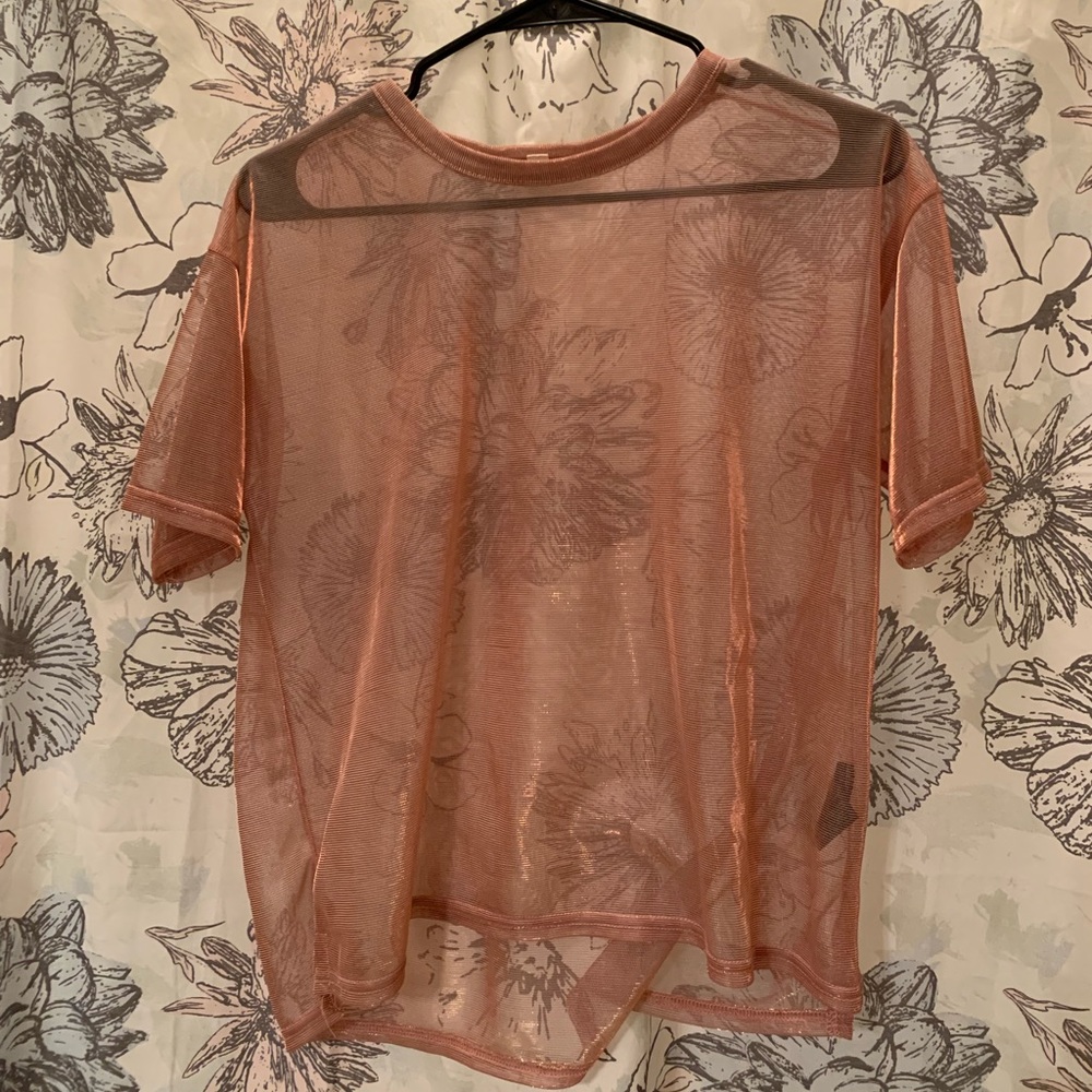 Urban Outfitters Metallic Pink Mesh Top